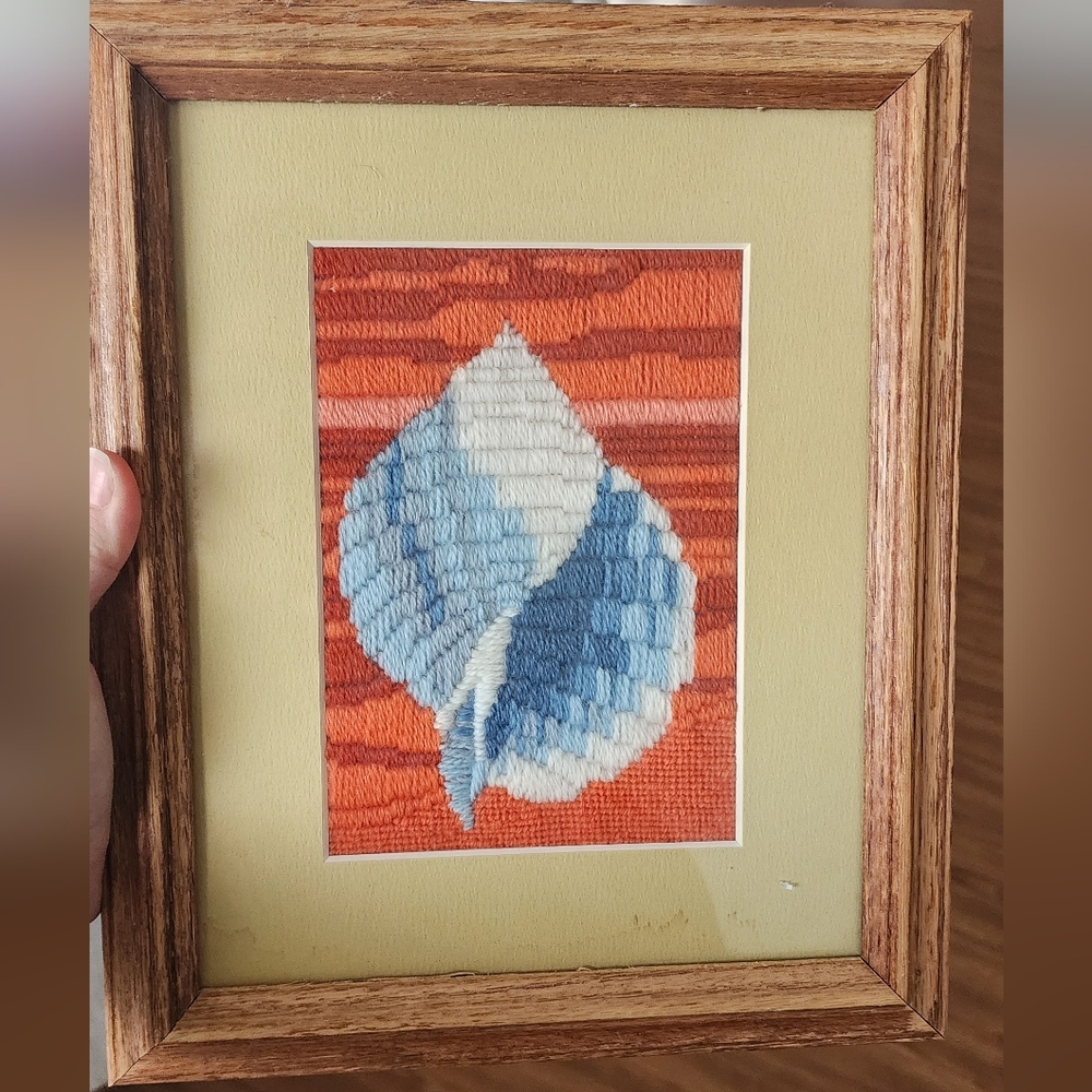 Sea Shell Needle Point With Frame